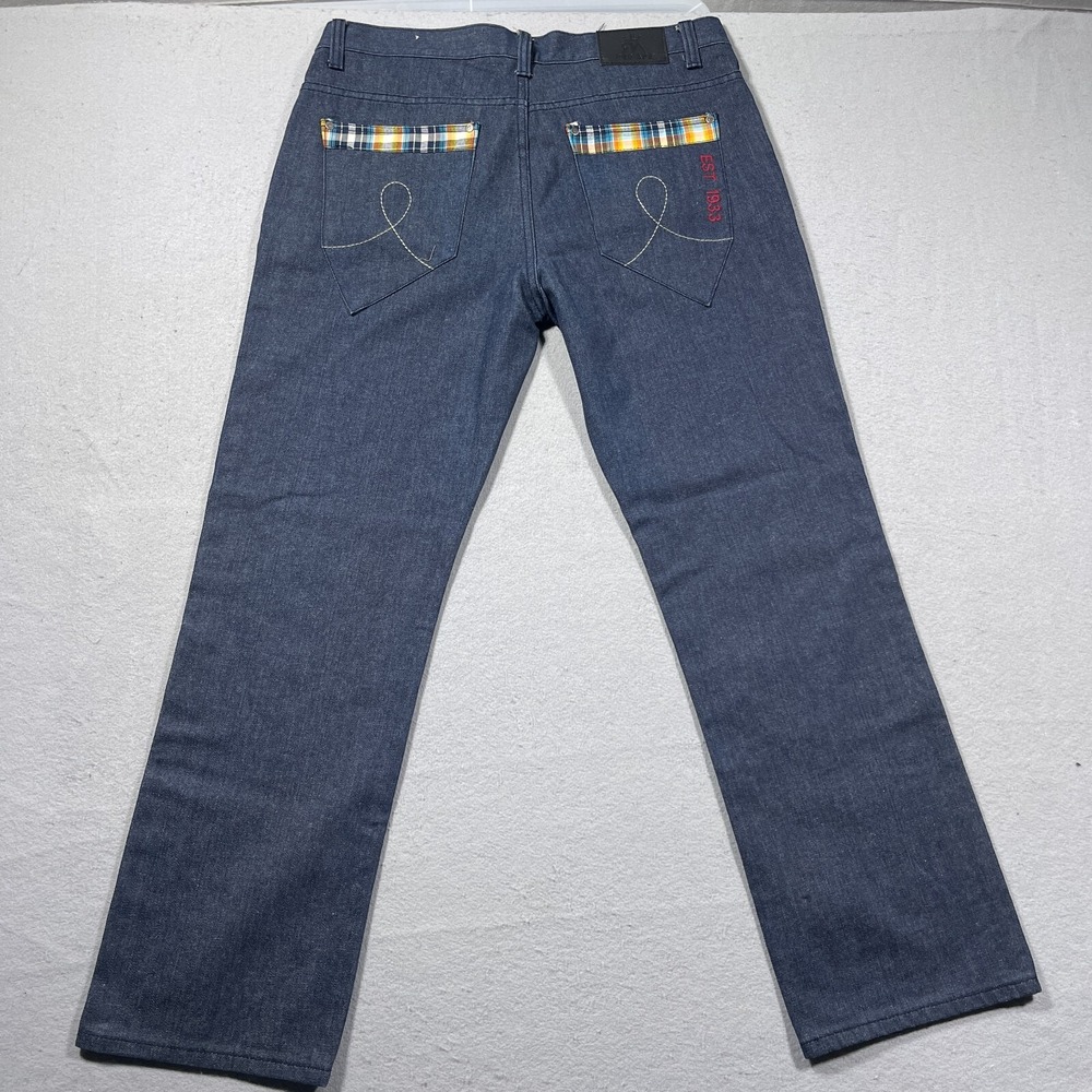VTGv Red‎ Ape Jeans Men 36 Straight Fit Blue Streetwear Urban Raw Denim Y2K